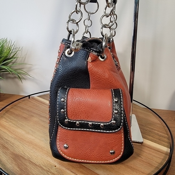 P & G COLLECTION Brown Western Shoulder Bag Embellished Studded - Picture 9 of 17